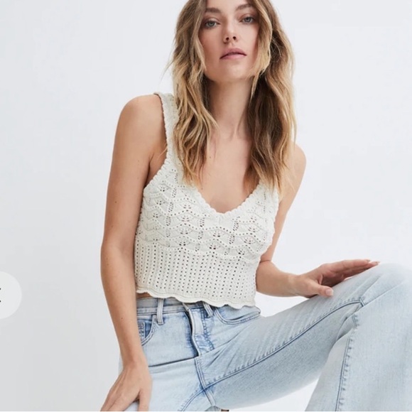 Veronica Beard Oswald Crochet Knit Cream Top - Picture 4 of 7